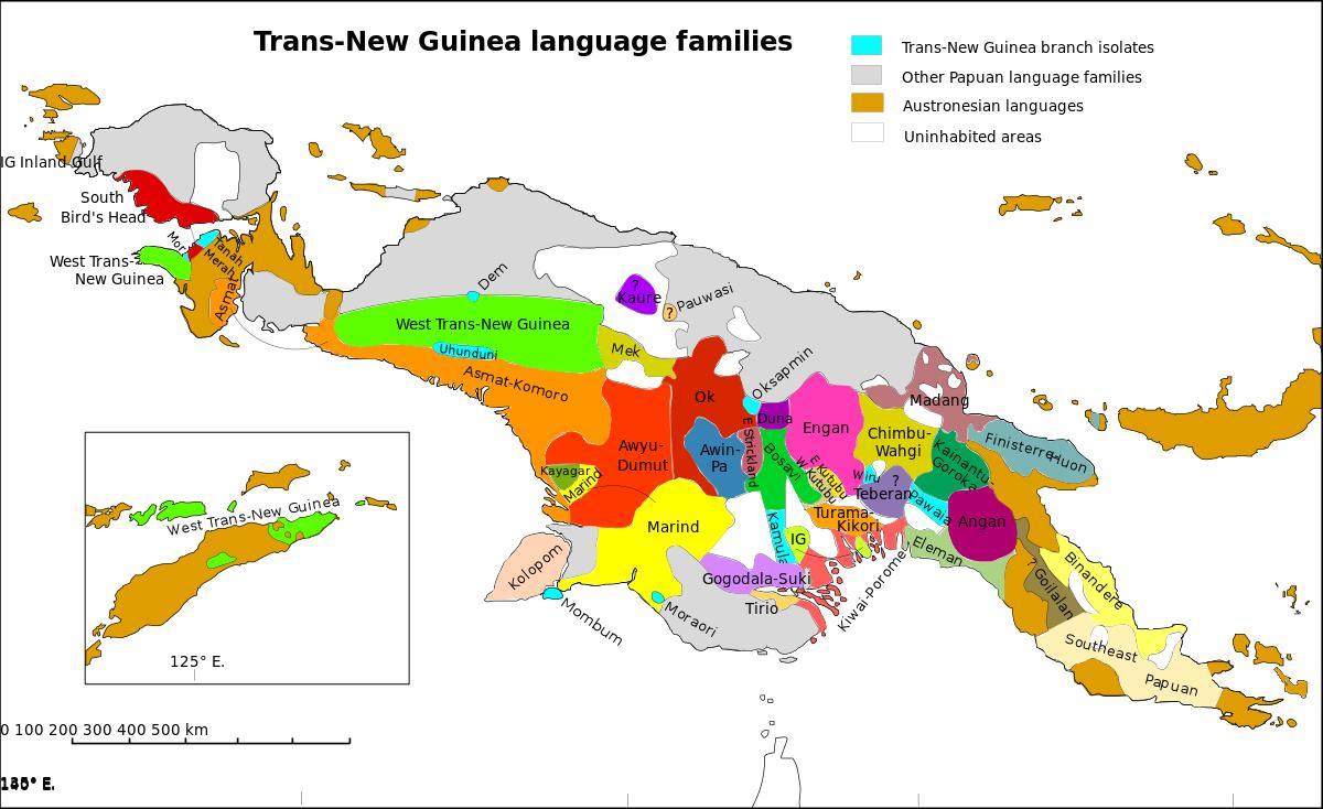 karta Papua Nova Gvineja jezik 