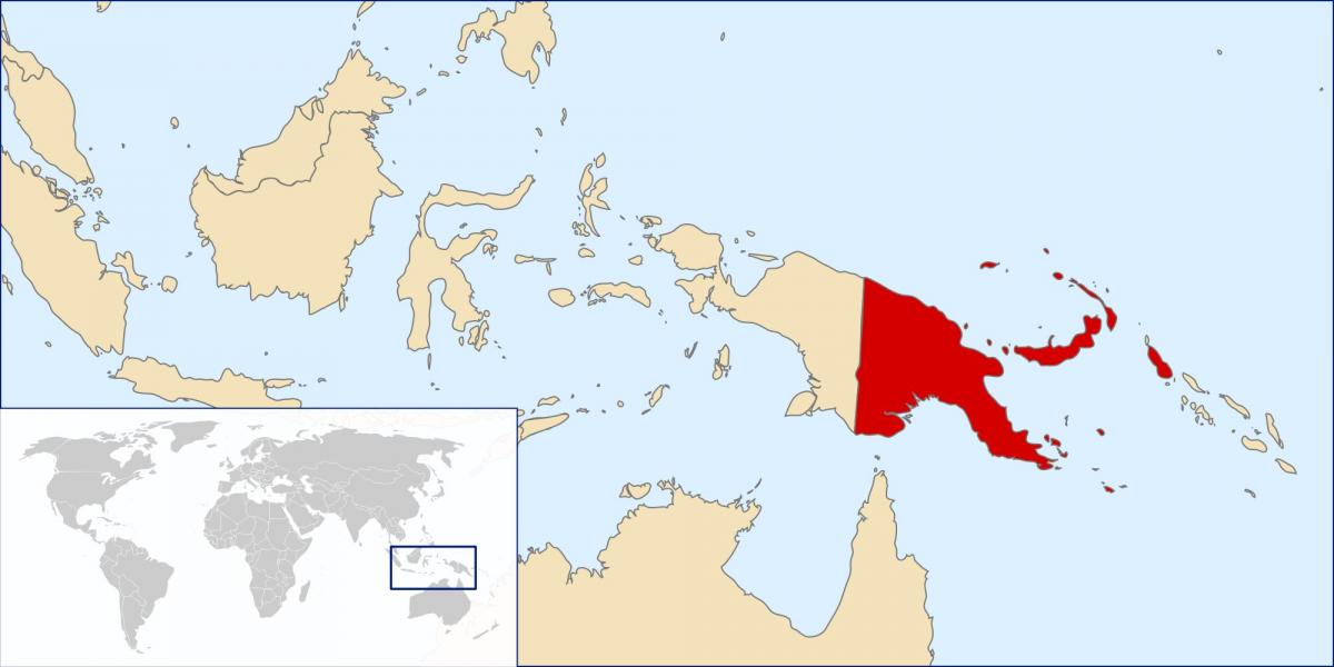 Papua Nova Gvineja lokacija na karti svijeta