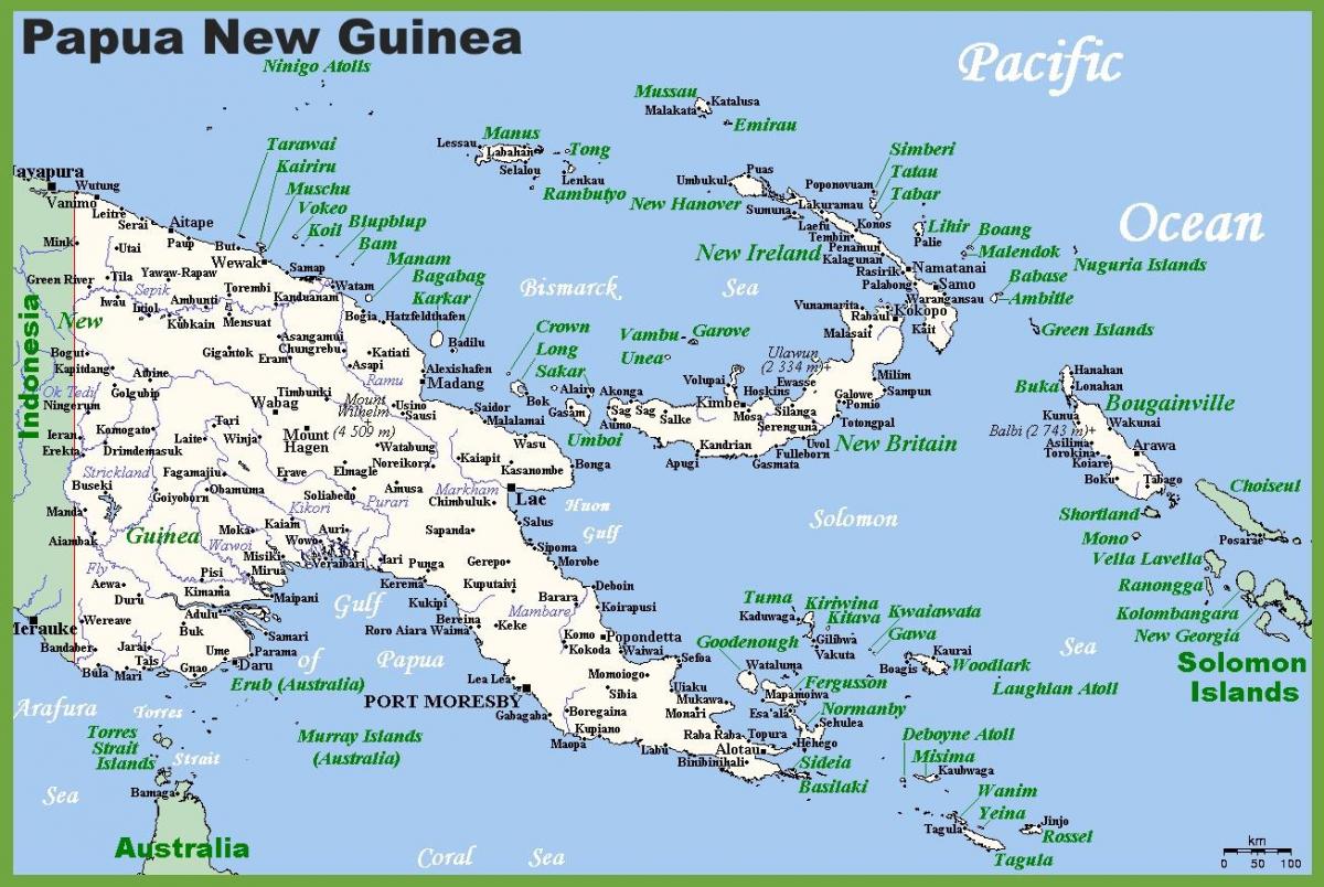 Papua Nova Gvineja na karti 