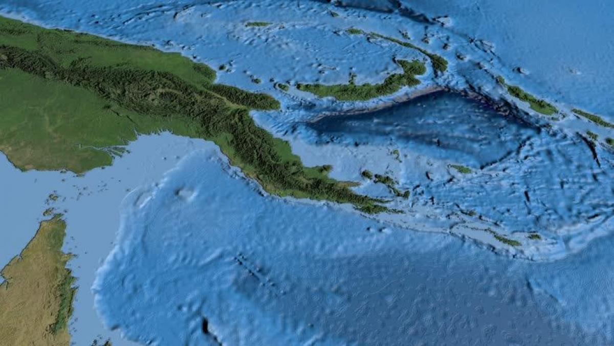 karta je satelitska karta Papua Nova Gvineja